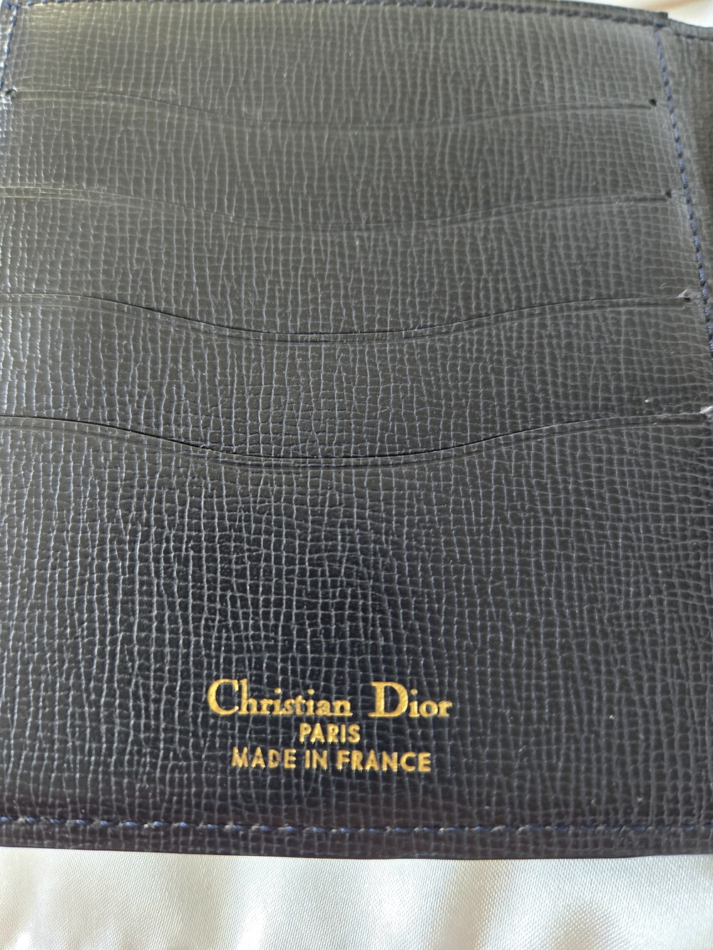 Dior Navy Blue Leather Bifold Wallet with Gold Snap With COA - Picture 6 of 11